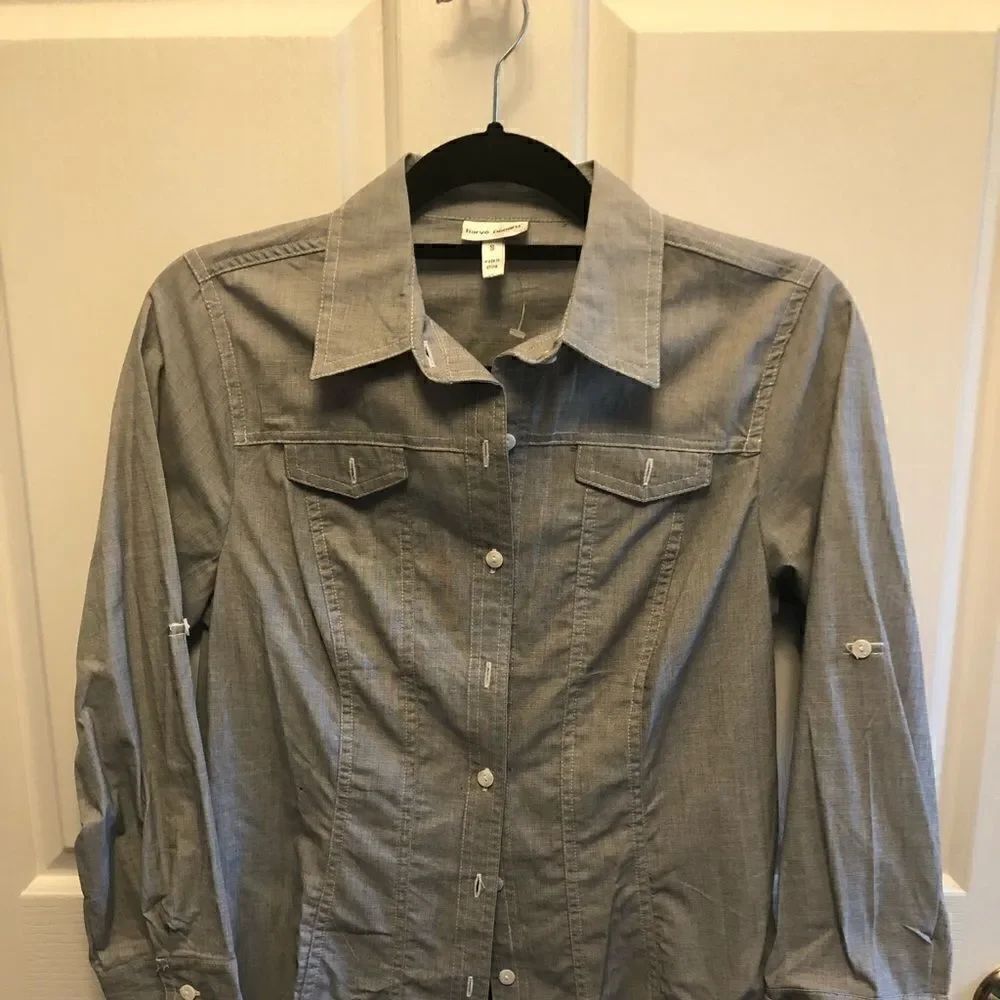 Harve Bernard Charcoal 3/4 sleeve blouse